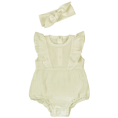 Комбинезон песочник с коротким рукавом и повязкой Leo 2021А-21 лимонный 1 Комбинезон песочник с коротким рукавом и повязкой Leo 2021А-21 лимонный 1